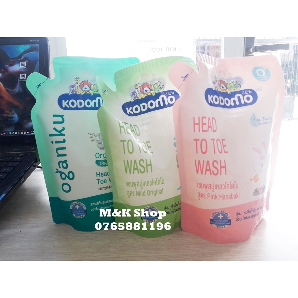 Sữa tắm gội trẻ em KODOMO dạng chao 400ml, túi 380ml Thái Lan