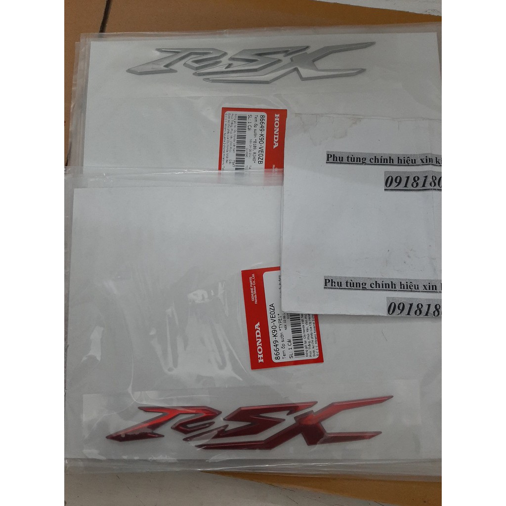Tem ốp sườn tem chữ rsx 110 đỏ bạc honda