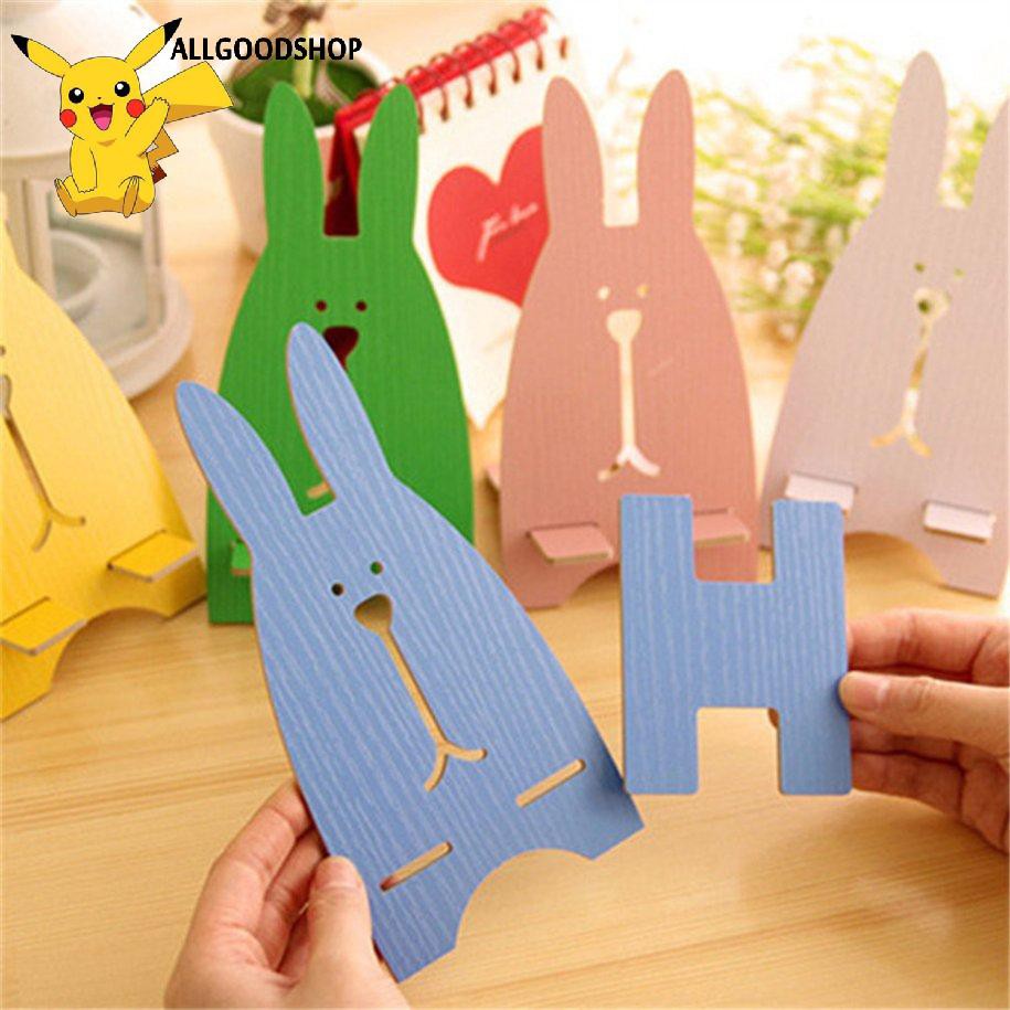 111all}  Phone Holder  Lovely Cute Rabbit Design  Durable Wood  Universal Desktop Stand Mount Holder For Smartphones