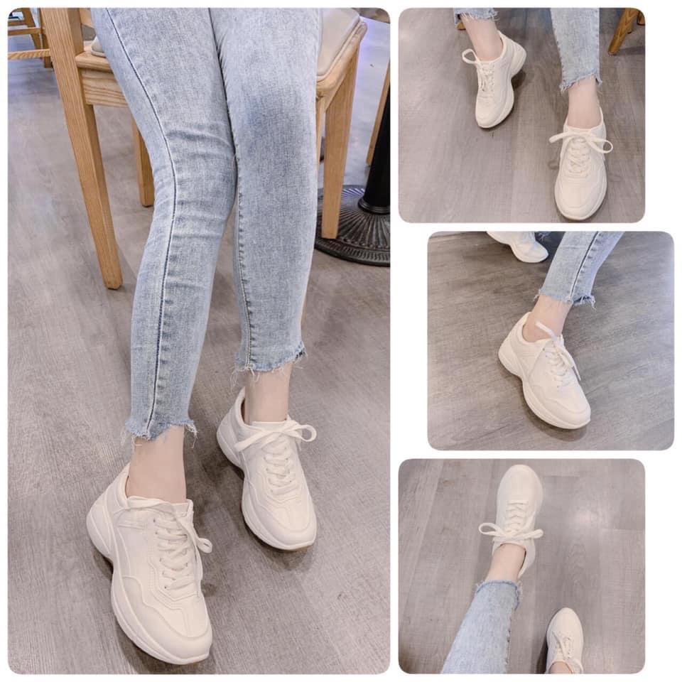 Giày Thể Thao Nữ, Sneaker Da Mịn Độn Đế 5cm, Lisa M63