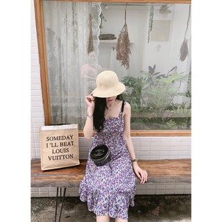 ĐẦM MAXI TÍM HOA NƠ LƯNG ĐUÔI CÁ