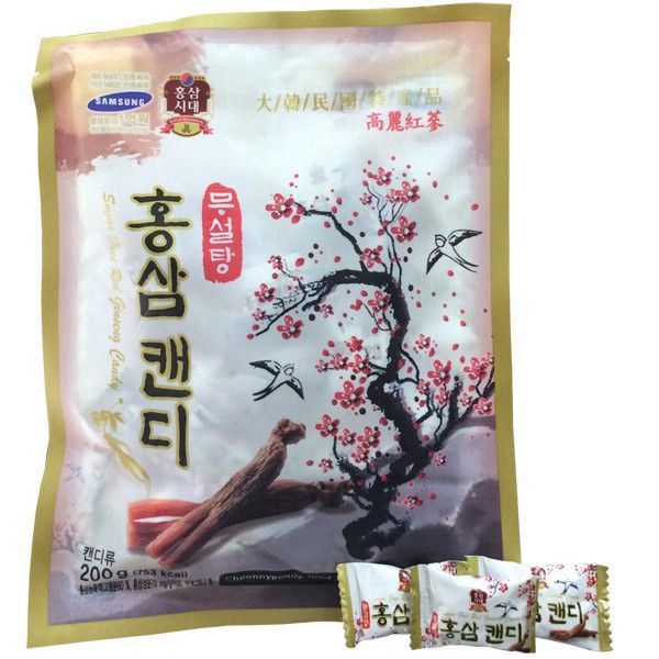 Kẹo Sâm Không Đường Hàn Quốc Cành Đào Bịch 200G 💝FREESHIP💝 Kẹo Sâm Hàn Quốc Không Đường