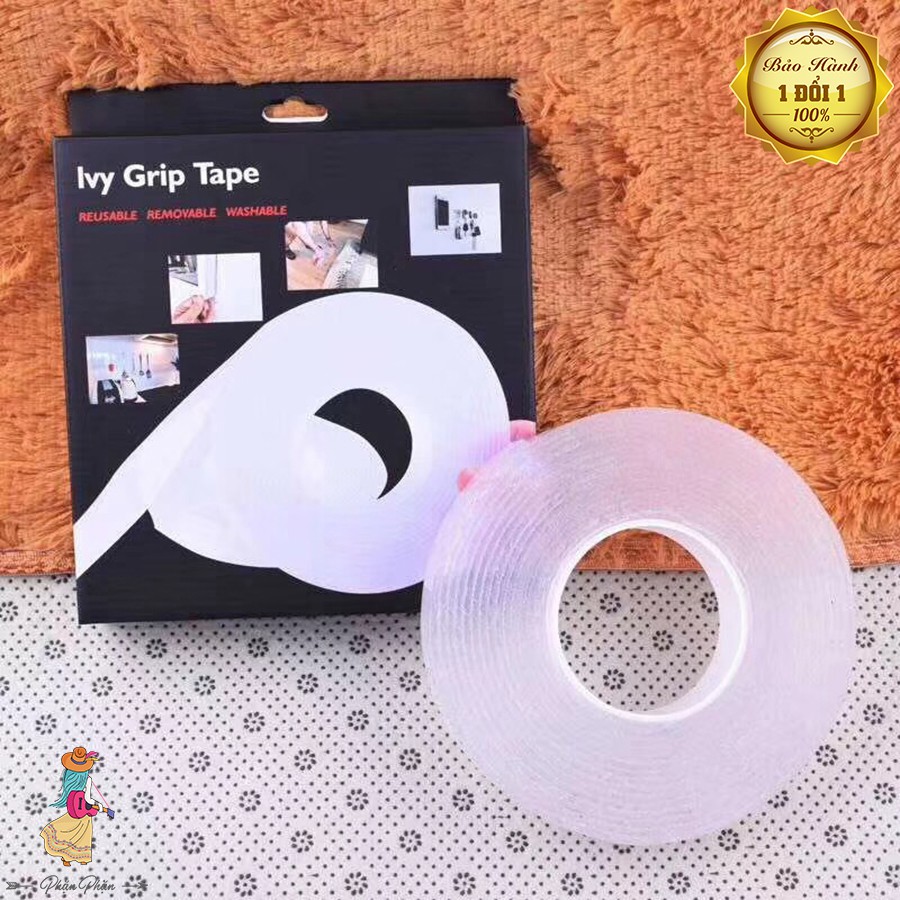 Băng keo 2 mặt ma thuật trong suốt siêu dính khổ 3cm loại 1m chất liệu PU GEL băng keo đa năng Ivy Grip Tape Phặn Phặn