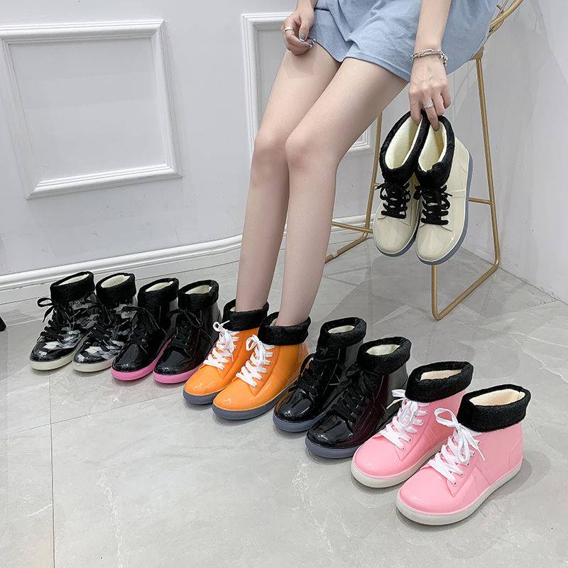Ủng Đi Mưa Chống Trượt Cổ Ngắn Chất Liệu Cotton Thời Trang Hàn Quốc Cho Người Lớn