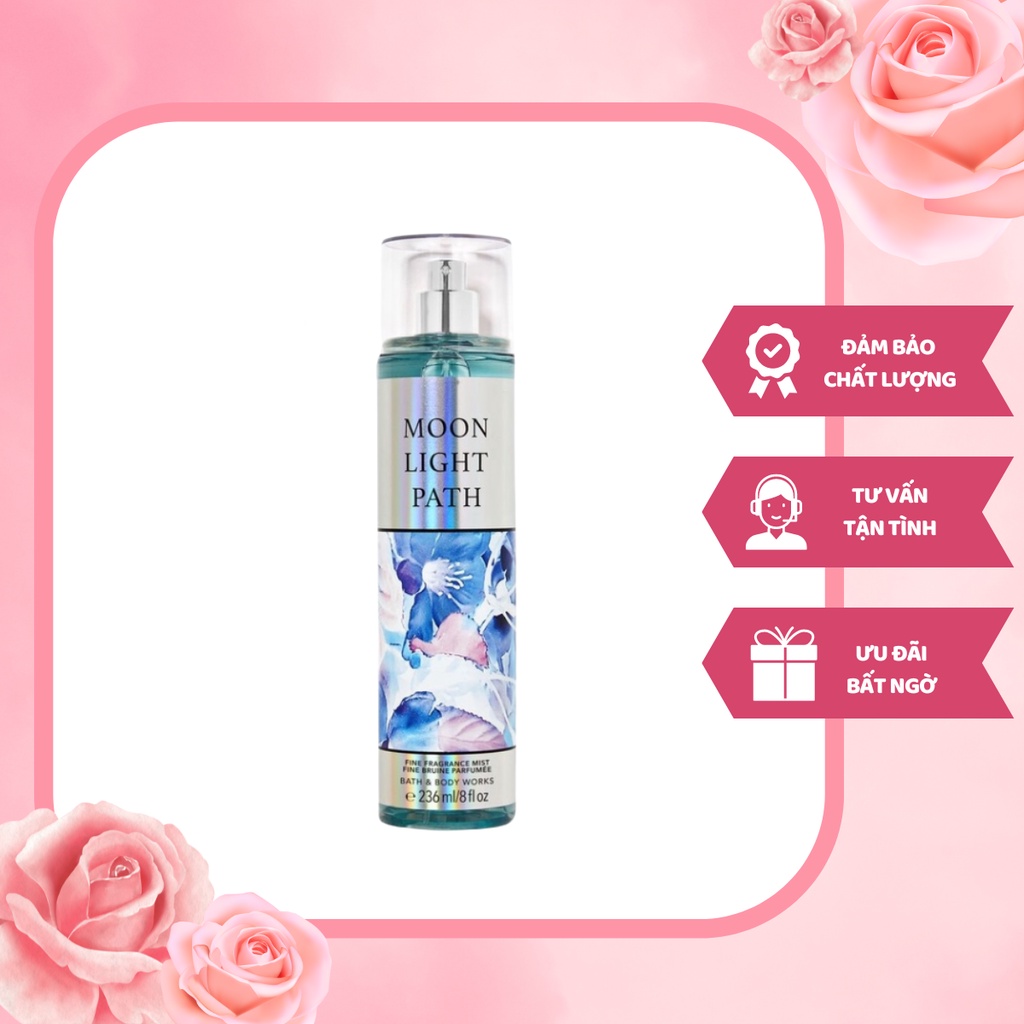Xịt Thơm Toàn Thân Bath & Body Works Moon Light Path Tươi Mát Khử Mùi Với Hương Thơm Từ Gỗ Sồi Và Xạ Hương 236ml