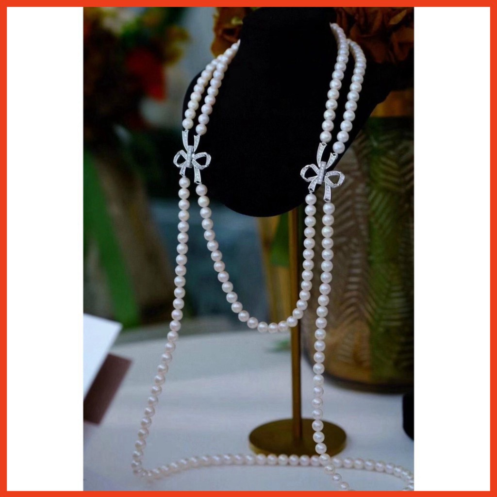 Mẫu bestseller Vòng cổ màu trắng dài có thể quấn 2,3 ba vòng tùy ý, sang trọng, thời thượng, dành tặng phái nữ phong th