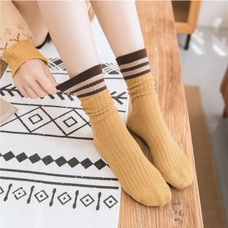 Vớ tất Nữ cổ cao len gân vintage Hàn Quốc