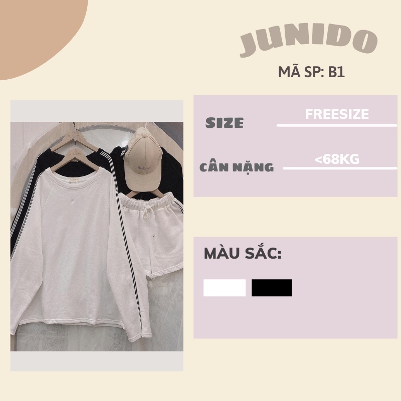 Bộ thể thao sọc kẻ tay dài quần cộc JUNIDO B1