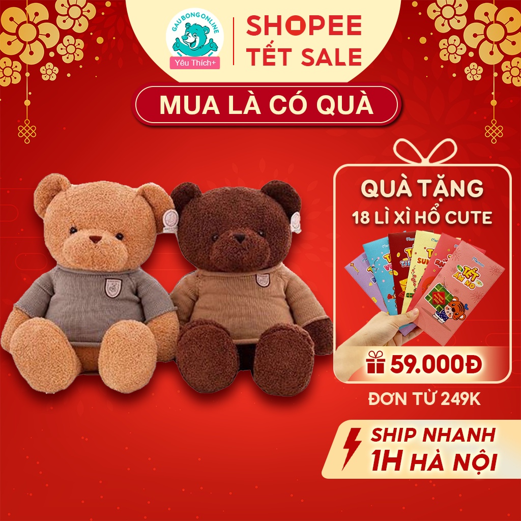 Gấu bông Teddy 70cm Hàng Cao Cấp lông xù - Mẫu Gấu Teddy Head Tales Đẹp dùng làm Quà Tặng.