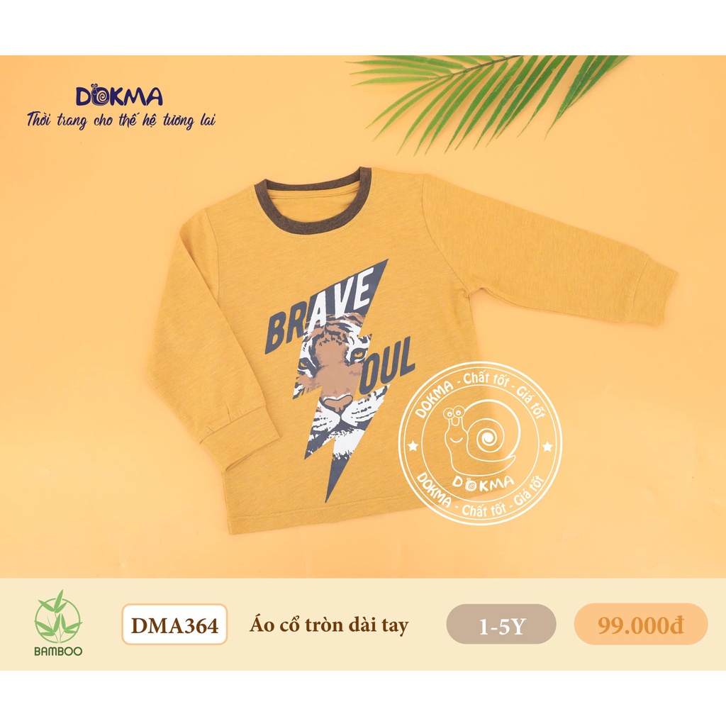 Dokma Áo dài tay cổ tròn sợi tre 1-5Y DMA364