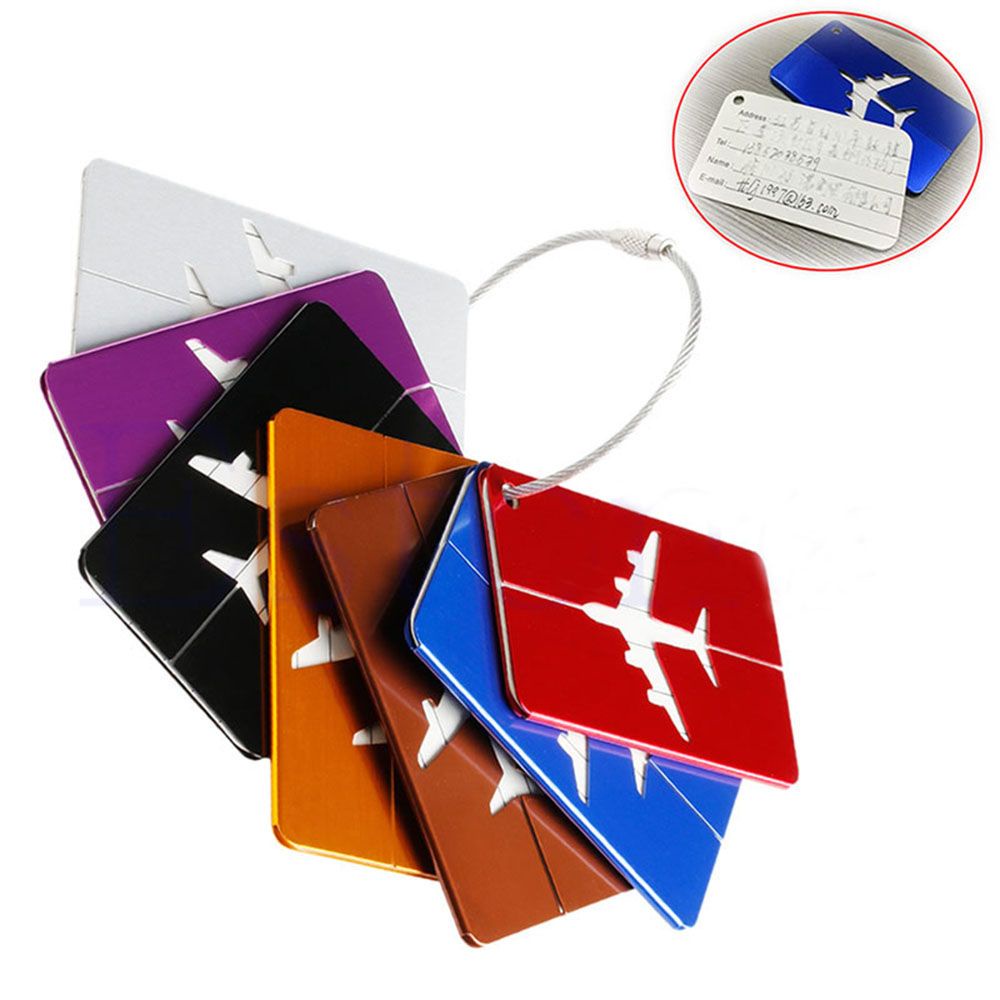 MXGOODS Fashion Name Address ID Label Rectangle Luggage Address Tag Name Label Travel Accessories Mini Random Color Useful Aluminium Suitcase Baggage  Identity/Multicolor