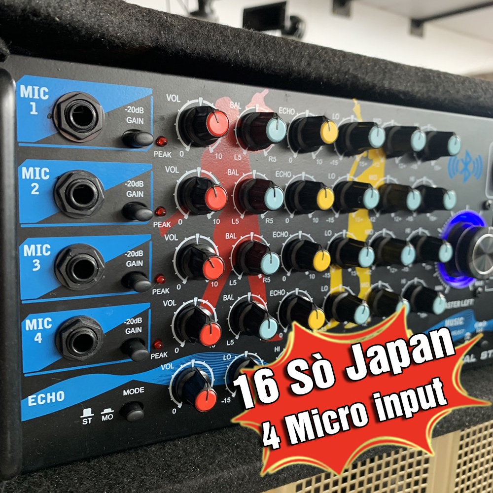 Amply Bluetooth 16 sò Toshiba Japan Sân Khấu, Hội Thảo,Hội Trường,Ampli Gia Đình BLUETOOTH Cali.D&Y PRO-939 Bọc Thùng Gỗ