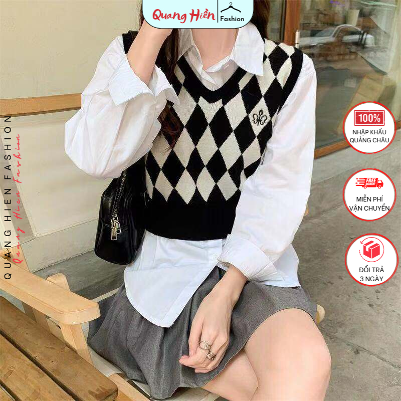 Áo gile croptop Quảng Châu hình trám logo butterfly freesize MS455