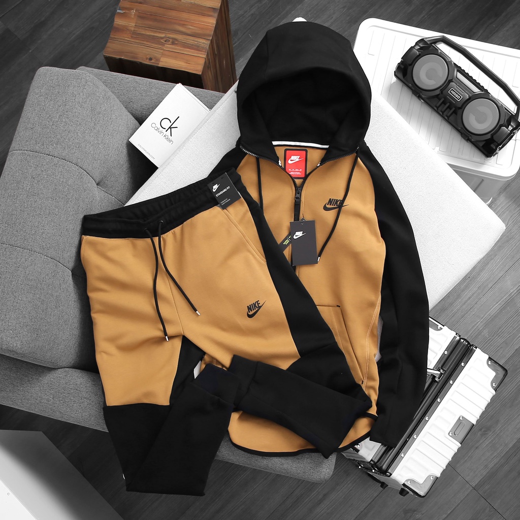 NIKE - Quần dài thể thao nam nữ Nike Tech Fleece Version 3 Pant chính hãng - Vàng nâu x Đen