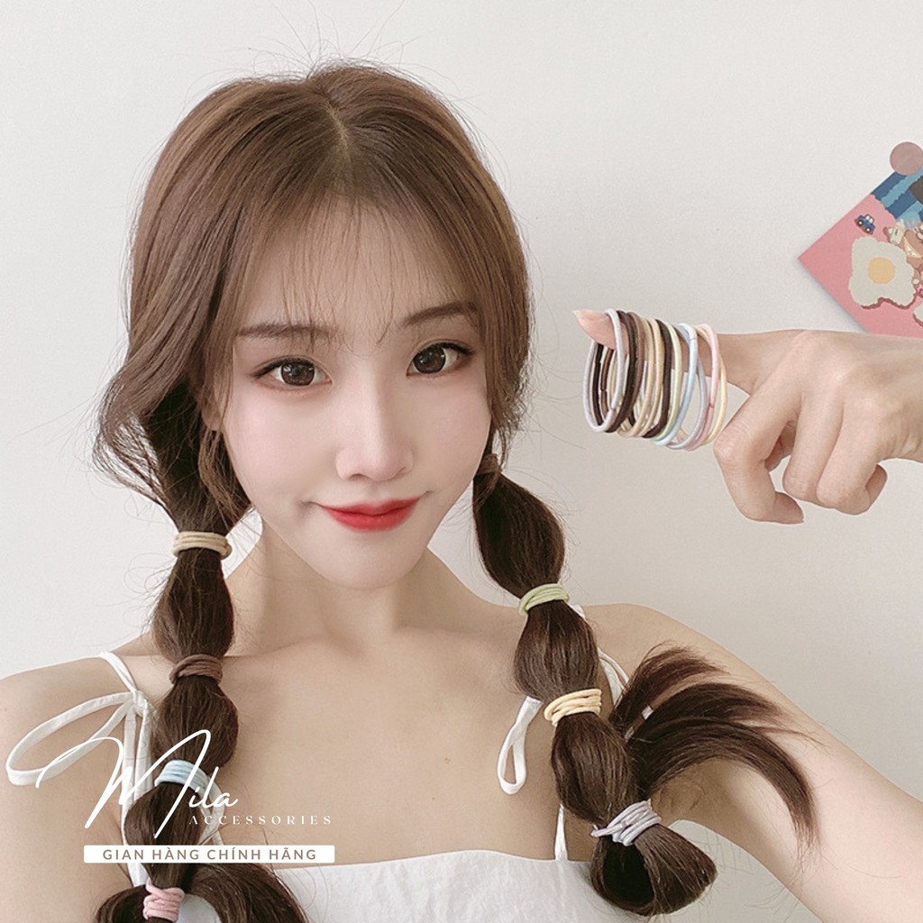 Dây buộc tóc hàn quốc vải cute MILA D103 ❤️HỘP 100 CHIẾC❤️ chun đơn co giãn cực bền bỉ Mila Accessories
