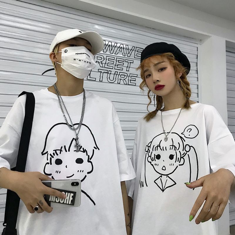 Áo đôi nam nữ unisex form rộng, áo thun đôi nam nữ tay lỡ
