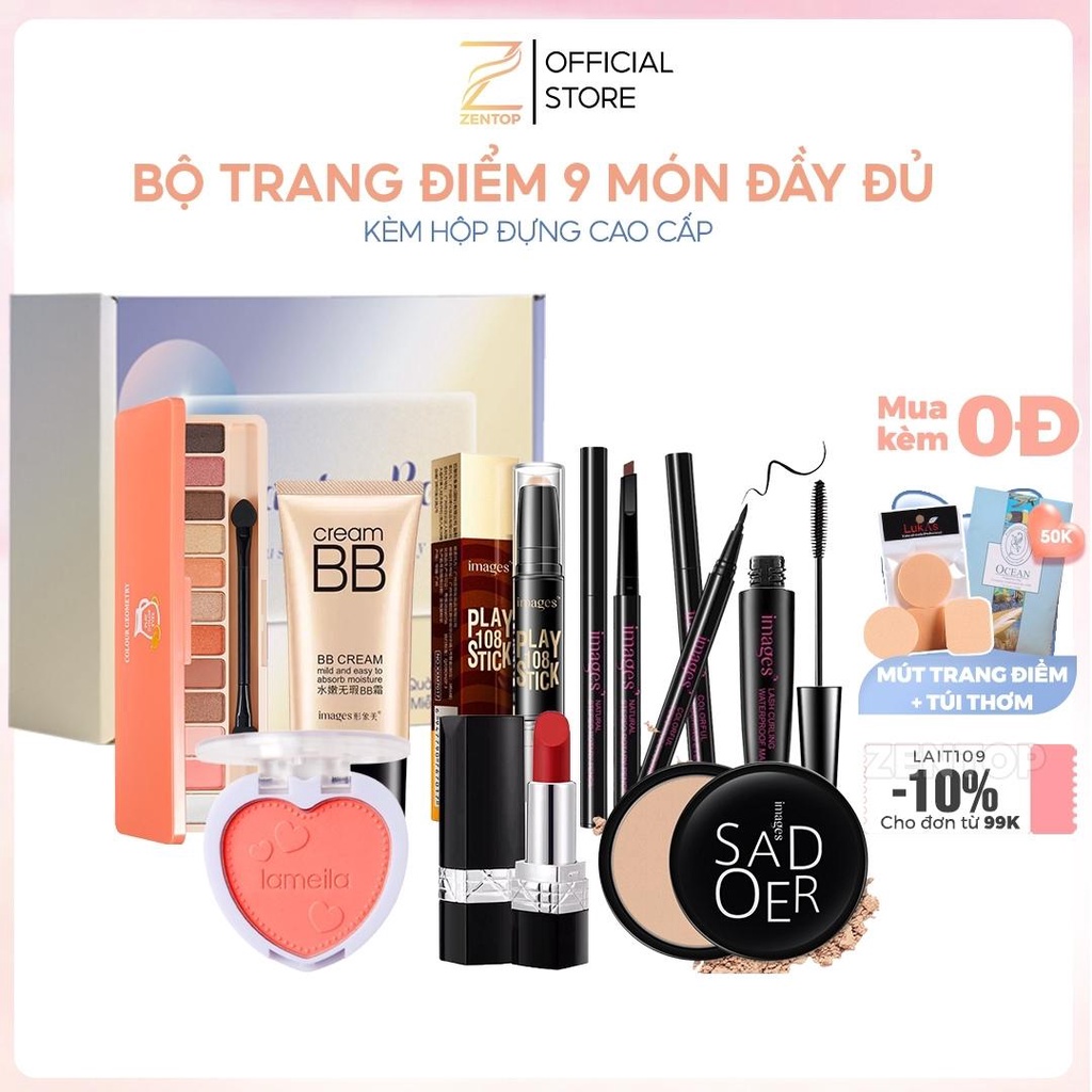 Bộ trang điểm đầy đủ Images 9 món đầy đủ từ a đến z bộ makeup cho người mới bắt đầu trang điểm chuyên nghiệp ZENTOP