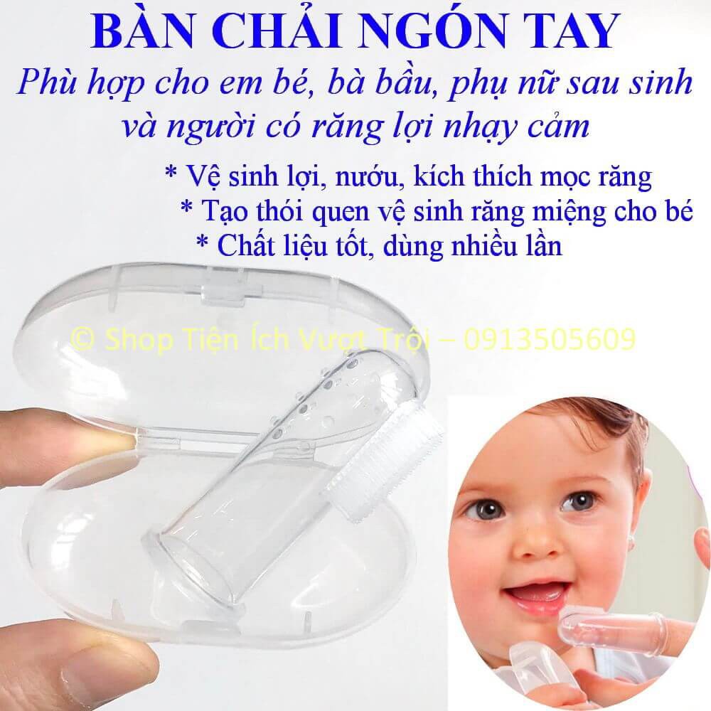 Bàn chải ngón tay vệ sinh, làm sạch răng miệng trẻ em, bà bầu, mẹ sau sinh, người răng nhạy cảm-Shop Tiện Ích Vượt Trội