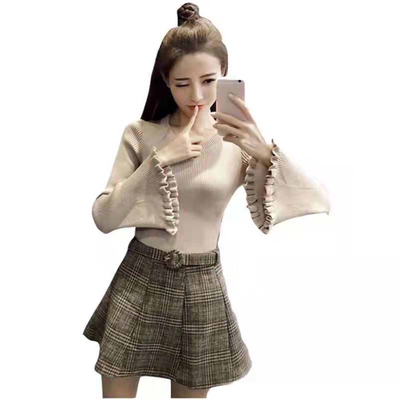 Áo len nữ dài tay cổ tròn thời trang Hàn