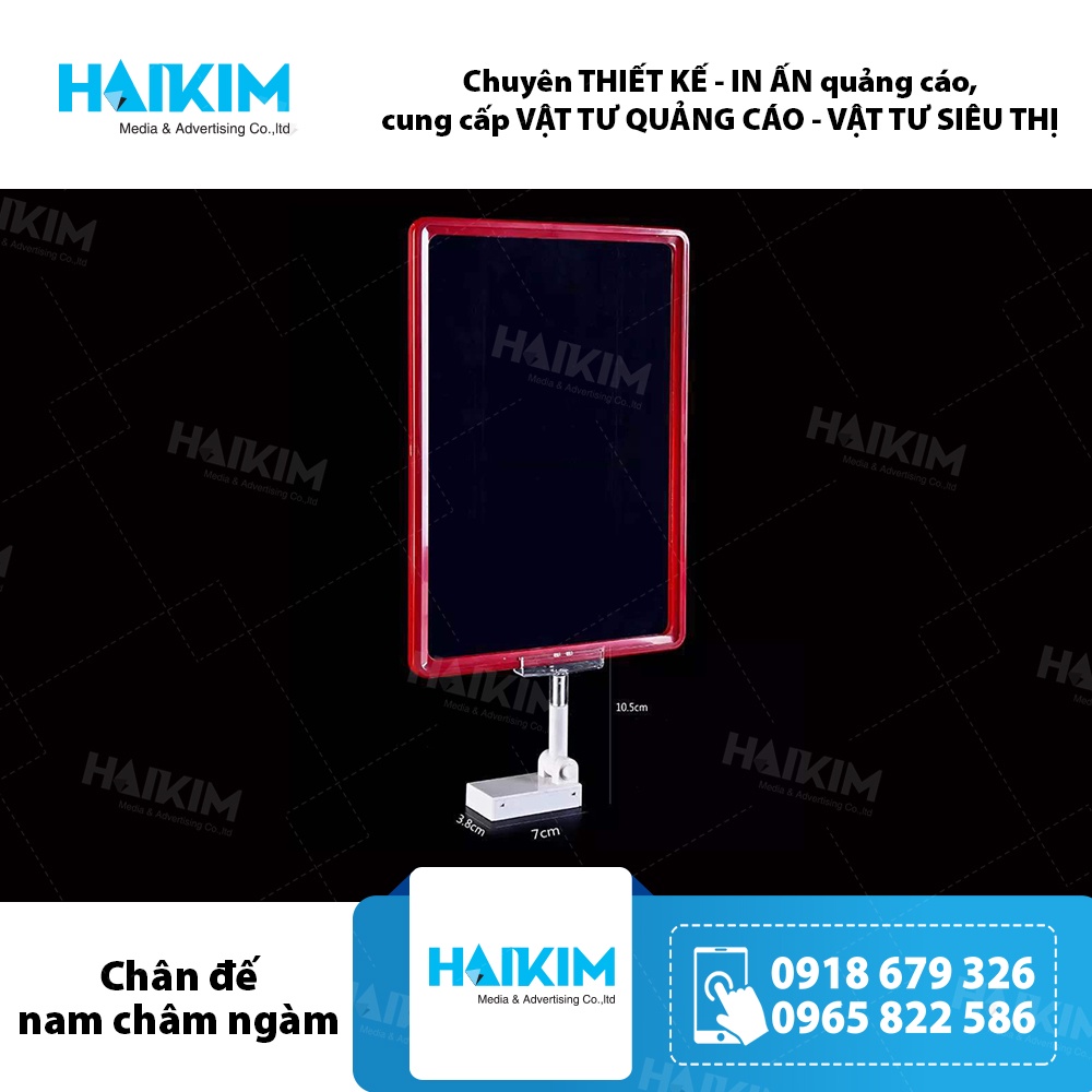 Kẹp khung Nam châm, chân đế nam châm kèm khung siêu thị, chân đế nam châm kèm khung bảng giá A3, A4, A5, A6 - C11