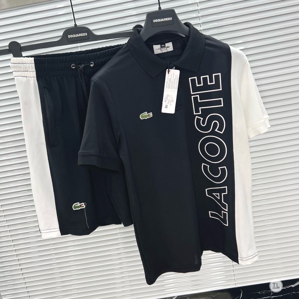 Bộ quần áo nam mùa hè thể thao cao cấp LACOSTE,bộ hè vải cá sấu cổ bẻ(ảnh thật)