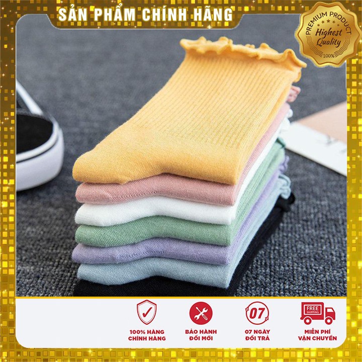 [HÀNG CHÍNH HÃNG_FREESHIP] [XẢ KHO_FREESHIP]  [RẺ VÔ ĐỊCH] Tất bèo nhún màu vintage mẫu mới cao cổ Hàn Quốc chất len đẹp