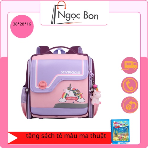 Balo học sinh cao cấp cho bé trai bé gái cặp sách kiểu ngang chống gù chống thấm cho học sinh