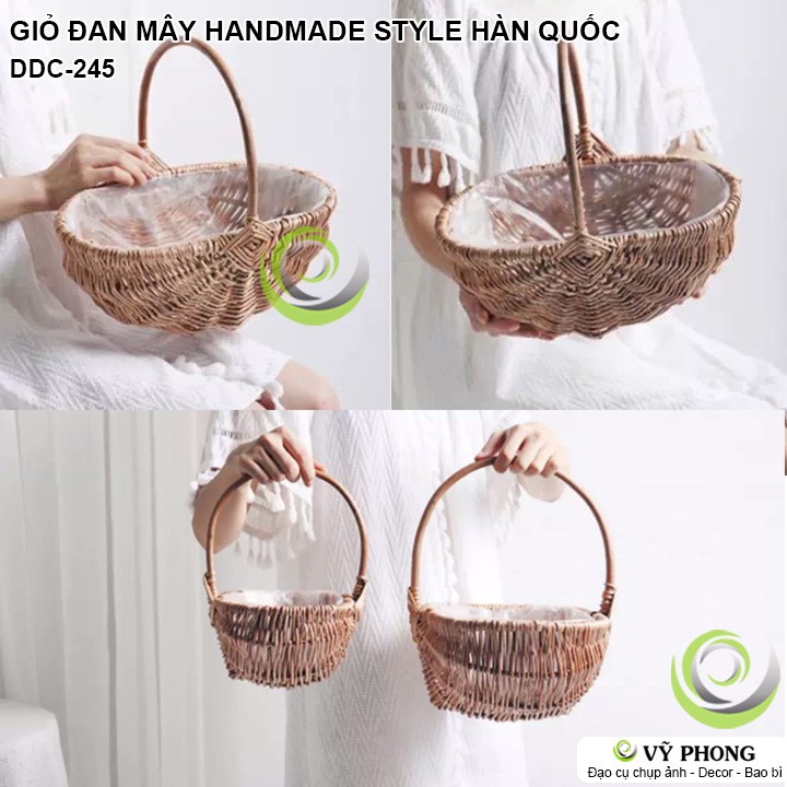 GIỎ XÁCH ĐAN MÂY TÚI XÁCH HANDMADE TỰ NHIÊN PHONG CÁCH HÀN QUỐC ĐI PICNIC ĐẠO CỤ CHỤP ẢNH SẢN PHẨM INS DDC-245