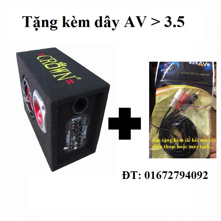 Loa Crown 6 đế vuông tặng dây AV ra 3.5