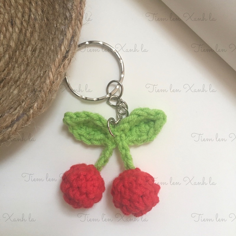 [Móc khoá len] Móc khoá trái cherry bằng len handmade