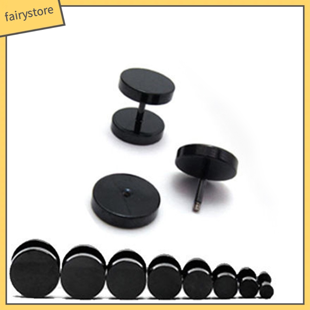 Khuyên Tai Tròn Bằng Thép Không Gỉ Màu Đen 3mm - 14mm