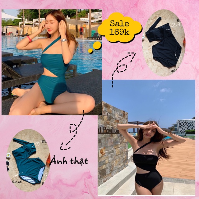 Bikini liền mảnh khoét eo dây chéo vai sexy