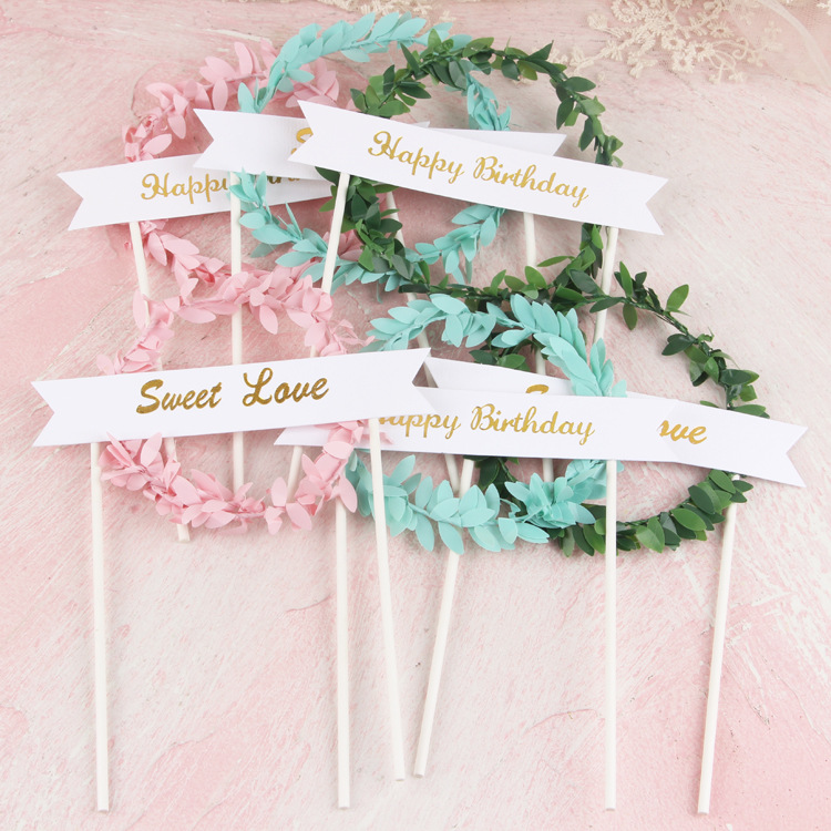 Que Chữ Happy Birthday Cắm Trang Trí Bánh Kem