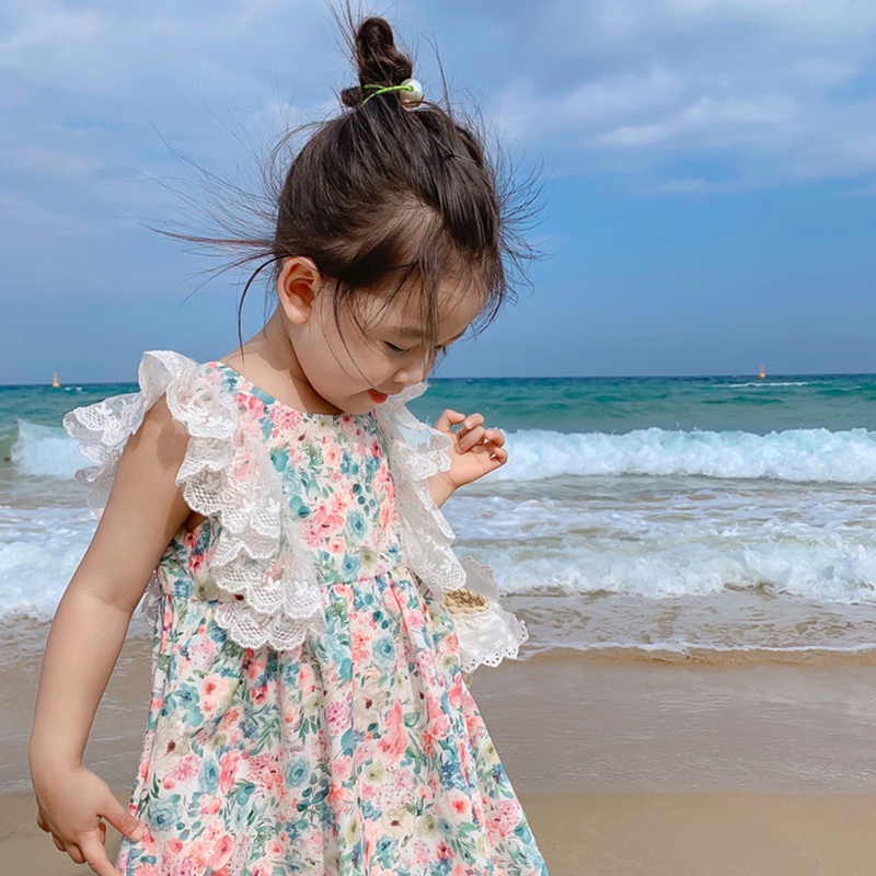 Đầm Hoa Công Chúa Đi Biển Cho Bé Gái