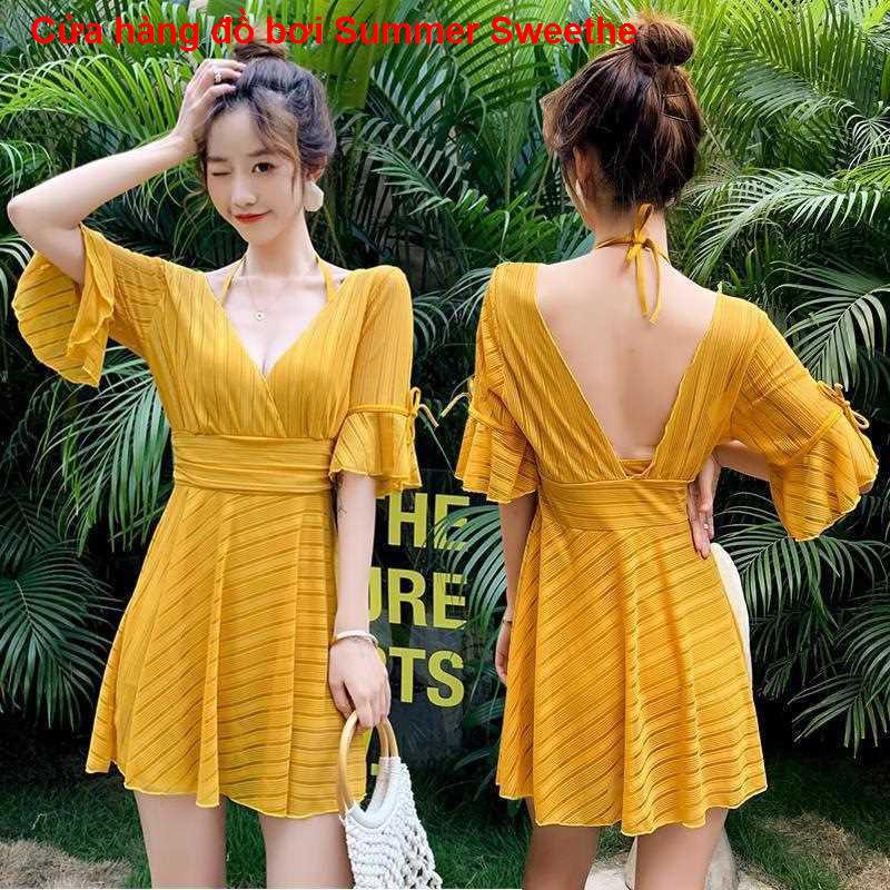 Áo tắm nữ mùa xuân nóng 2021 Phong cách mới Vú nhỏ gợi cảm tập hợp Hàn Quốc Bảo thủ che bụng Váy một mảnh mỏng m