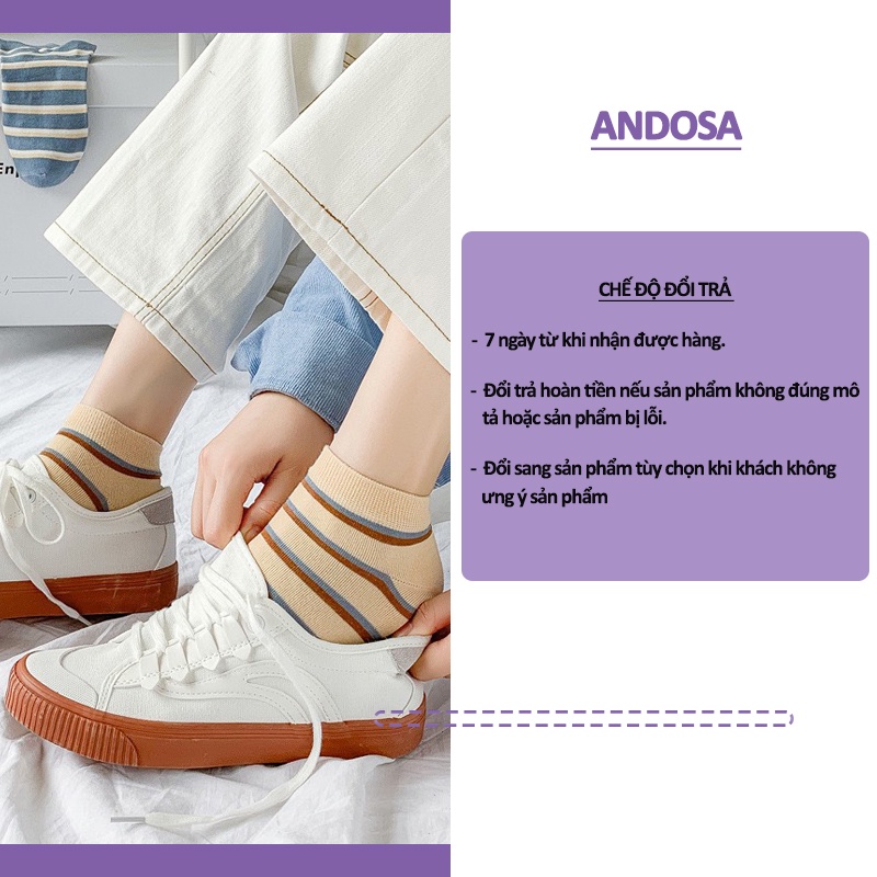 Tất vớ cổ ngắn nữ họa tiết vintage cute dễ thương phong cách Hàn Quốc ANDOSA T10