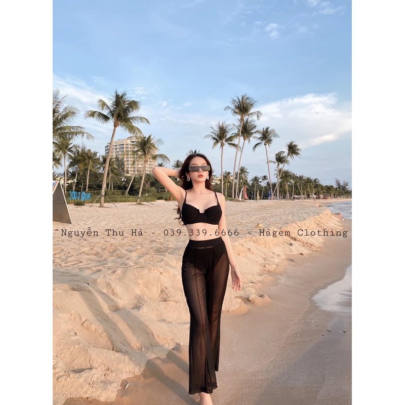 quần lưới đi biển ống loe