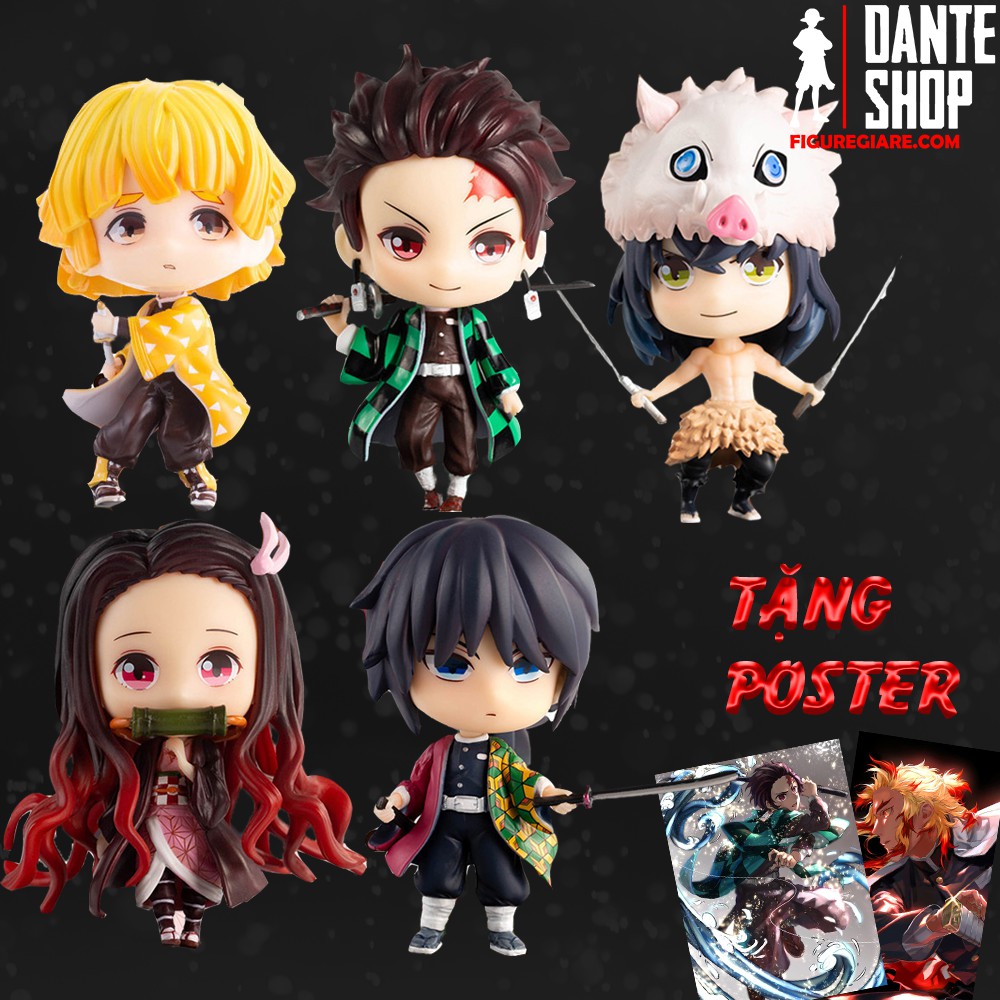 Mô Hình Demon Slayer Kimetsu no Yaiba Nhân Vật Figure Tanjirou, Zenitsu, Inosuke, Nezuko 8cm | Tặng Poster