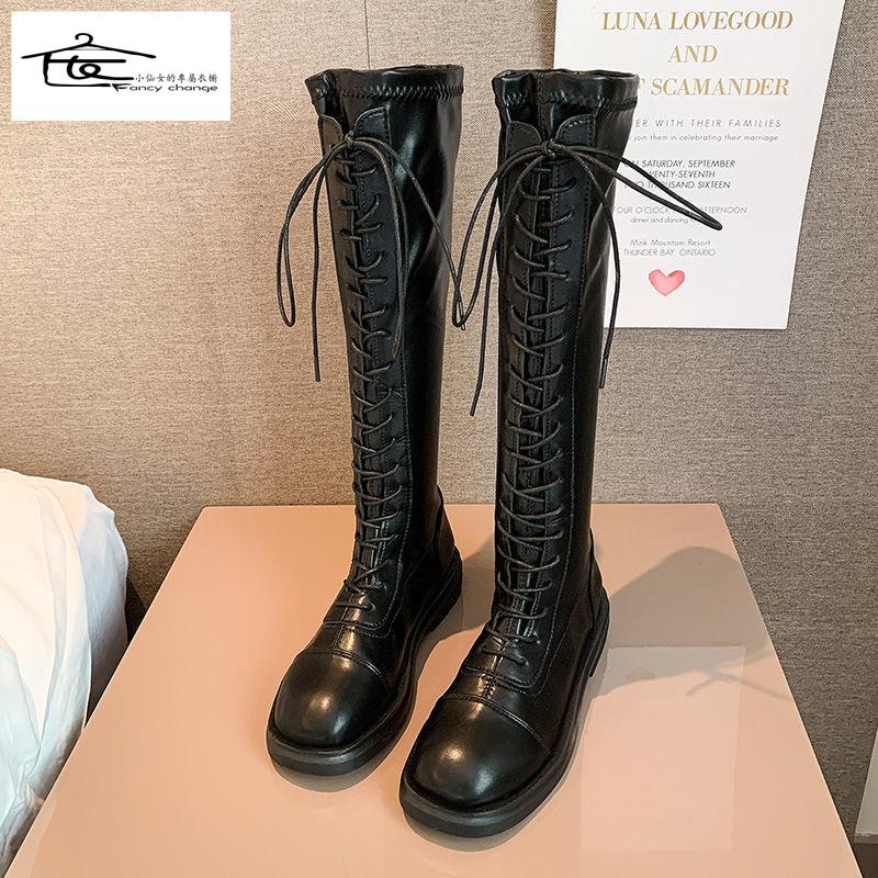 Giày Bốt Trắng Cổ Cao Đế Dày Thoáng Khí Thời Trang Xuân Thu Năm 2021 Cho Nữ