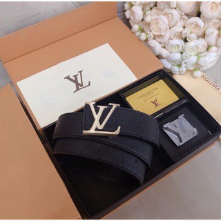 Thắt Lưng Da Nam Đen Trơn mặt VL vàng Như Hình