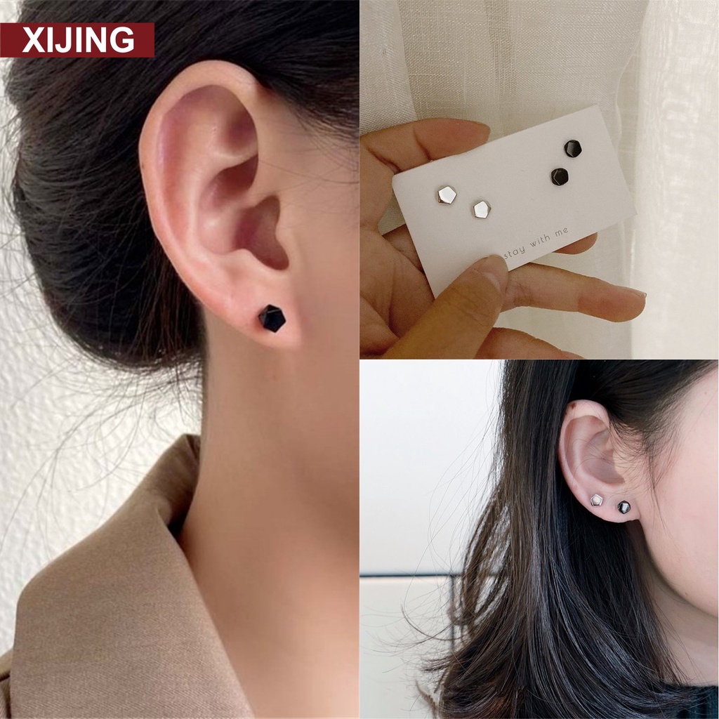 【COD】Khuyên Tai Màu Đen Thiết Kế Đơn Giản Thời Trang Dành Cho Nữ