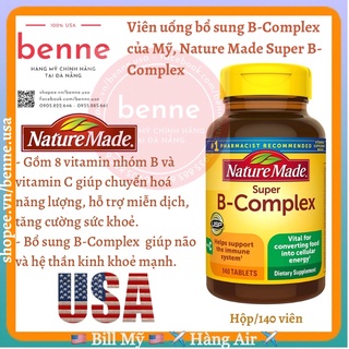 Viên Uống Bổ Sung Vitamin B Tổng Hợp Nature Made Super B-Complex của Mỹ