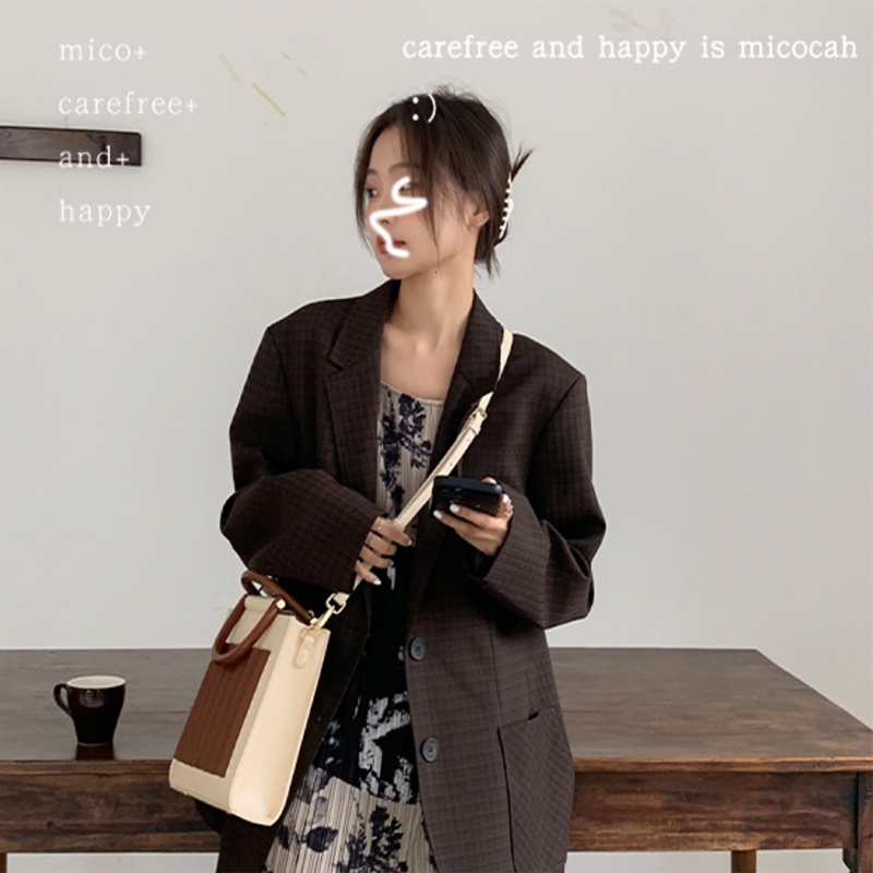 Túi xách nữ đeo chéo đeo vai Micocah dáng công sở thời trang phối màu Vintage mẫu mới 2021 MC100