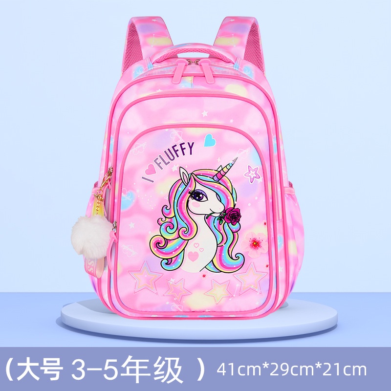 Cặp Đi Học Nữ / Balo Đi Học Cấp 1 ,In Hình Ngựa Lân Màu Hồng (Tặng móc khóa xinh như hình) E791