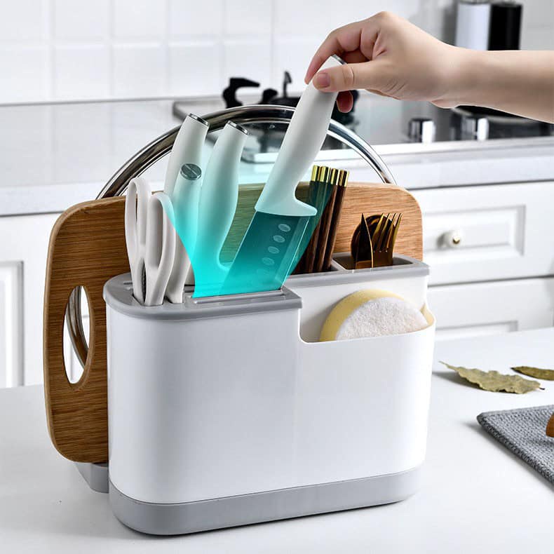 Giá cài dao thớt dạng hộp, đựng đũa thìa muỗng kệ cắm dao úp thớt nắp vung cho nhà bếp