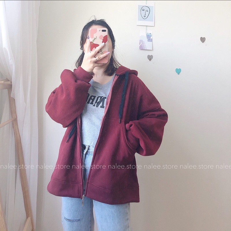 Áo khoác Hoodie nỉ bông Ulzzang tay bồng form rộng sz M L XL | BigBuy360 - bigbuy360.vn