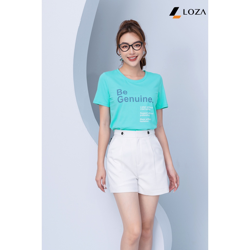 Áo phông in chữ Be Genuine chất liệu Cotton Compact form vừa LOZA - PT702110