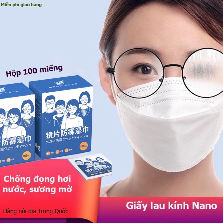 Khăn lau kính Nano hộp 100 miếng khăn giấy chống bám hơi nước, giấy lau kính chống mờ sương, mồ hôi, chống nhờn và hơi n