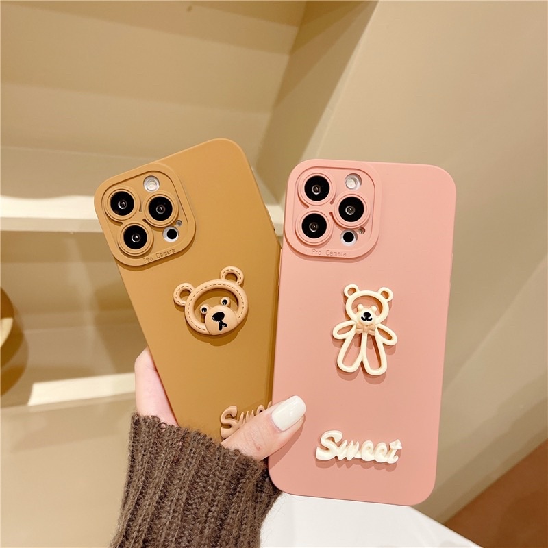 Ốp Lưng Basic Camera Nổi - Mẫu Gấu Sweet Nổi