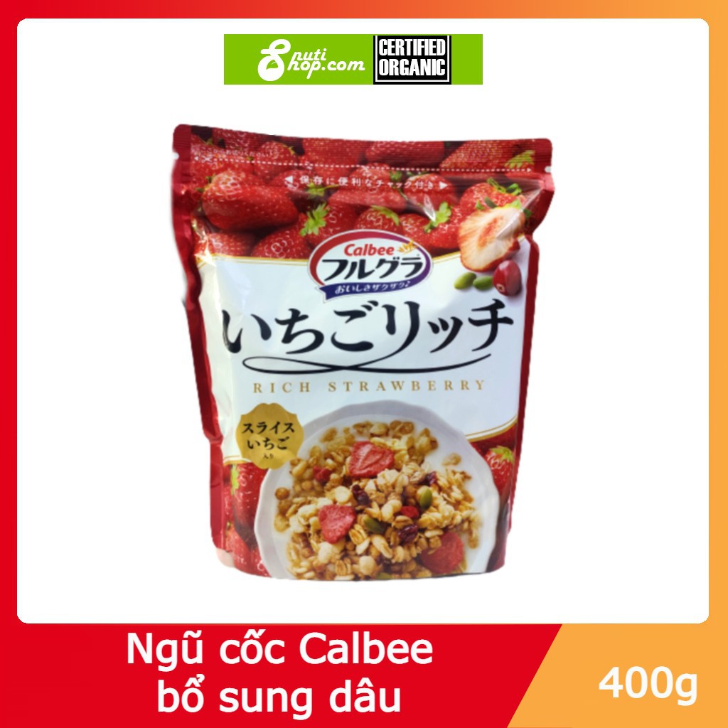 Ngũ cốc trái cây Calbee Nhật Bản túi dâu nhỏ 400g